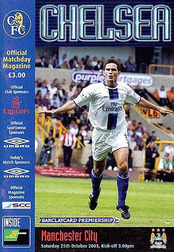 programme cover for Chelsea v Manchester City, Saturday, 25th Oct 2003
