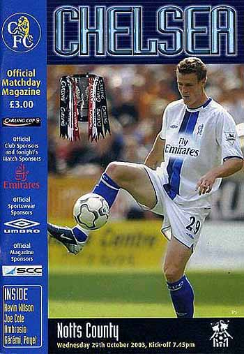 programme cover for Chelsea v Notts County, Wednesday, 29th Oct 2003