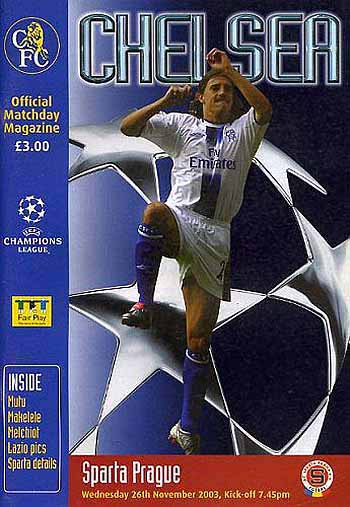 programme cover for Chelsea v Sparta Prague, 26th Nov 2003