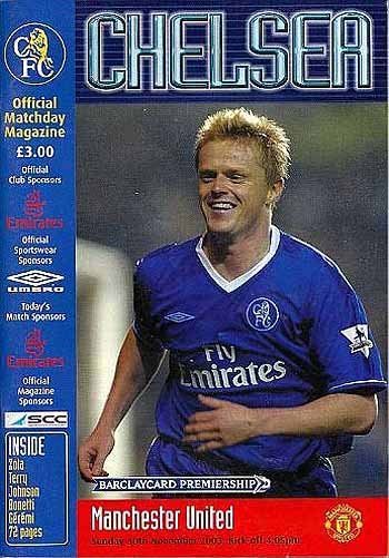 programme cover for Chelsea v Manchester United, 30th Nov 2003