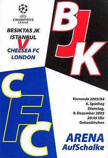 programme cover for Besiktas v Chelsea, Tuesday, 9th Dec 2003