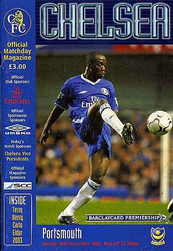 programme cover for Chelsea v Portsmouth, 28th Dec 2003