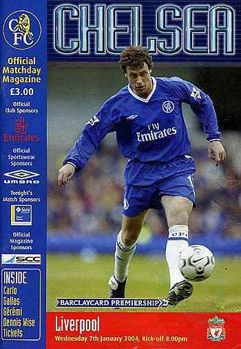 programme cover for Chelsea v Liverpool, 7th Jan 2004