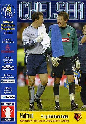 programme cover for Chelsea v Watford, Wednesday, 14th Jan 2004