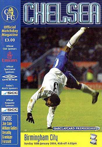 programme cover for Chelsea v Birmingham City, Sunday, 18th Jan 2004