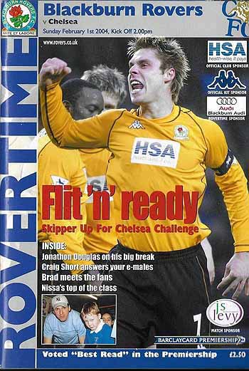programme cover for Blackburn Rovers v Chelsea, Sunday, 1st Feb 2004