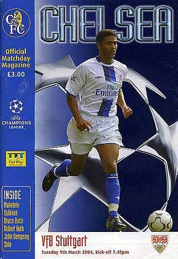 programme cover for Chelsea v VFB Stuttgart, Tuesday, 9th Mar 2004