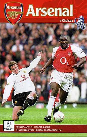 programme cover for Arsenal v Chelsea, Tuesday, 6th Apr 2004