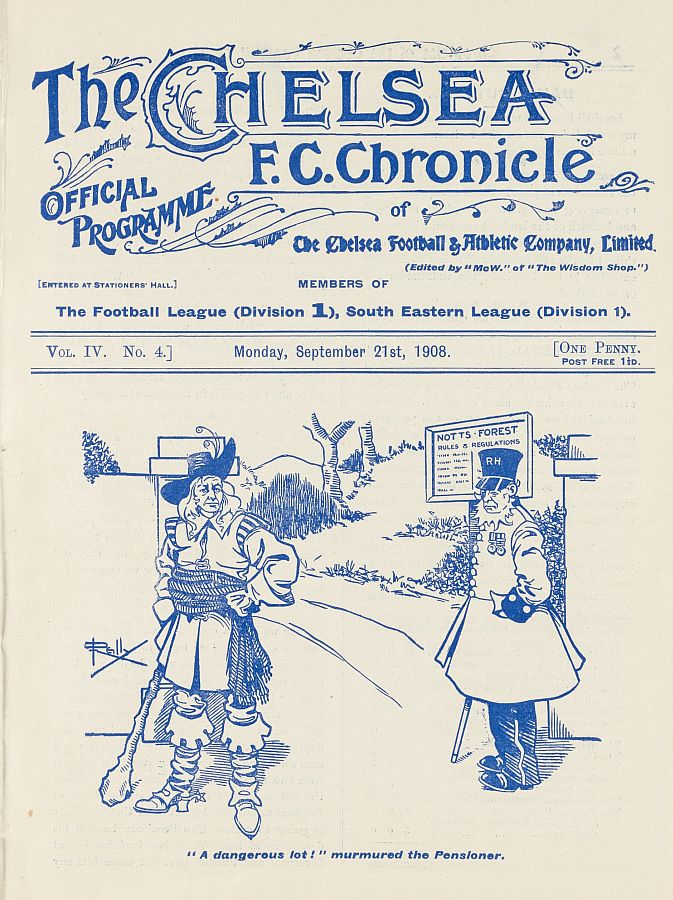 programme cover for Chelsea v Nottingham Forest, 21st Sep 1908