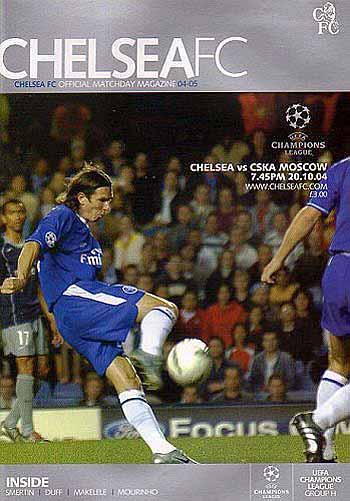 programme cover for Chelsea v CSKA Moscow, 20th Oct 2004