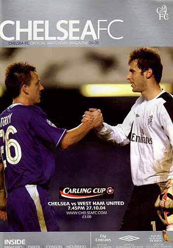 programme cover for Chelsea v West Ham United, Wednesday, 27th Oct 2004