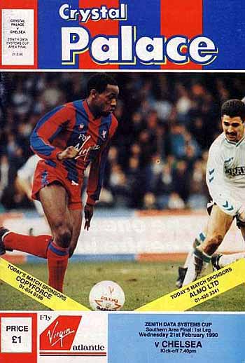 programme cover for Crystal Palace v Chelsea, Wednesday, 21st Feb 1990