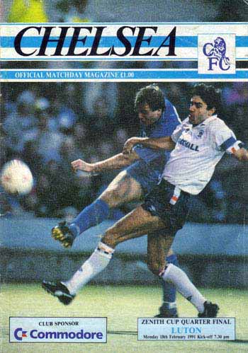 programme cover for Chelsea v Luton Town, 18th Feb 1991