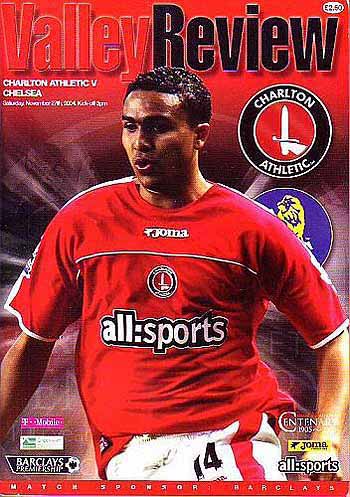 programme cover for Charlton Athletic v Chelsea, 27th Nov 2004