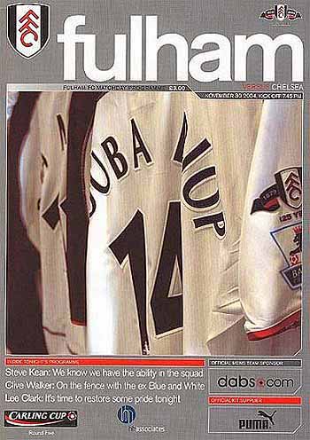 programme cover for Fulham v Chelsea, Tuesday, 30th Nov 2004