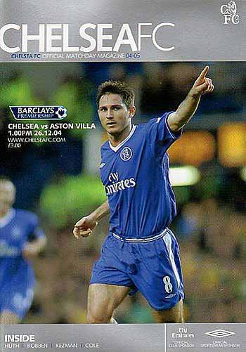 programme cover for Chelsea v Aston Villa, Sunday, 26th Dec 2004