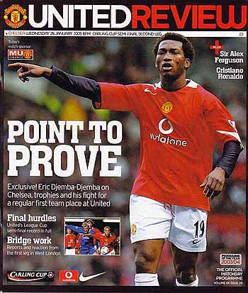 programme cover for Manchester United v Chelsea, Wednesday, 26th Jan 2005