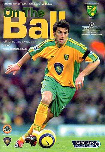 programme cover for Norwich City v Chelsea, 5th Mar 2005