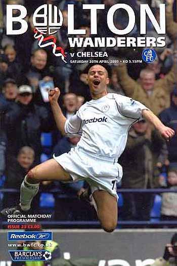 programme cover for Bolton Wanderers v Chelsea, 30th Apr 2005
