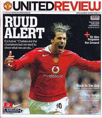 programme cover for Manchester United v Chelsea, Tuesday, 10th May 2005