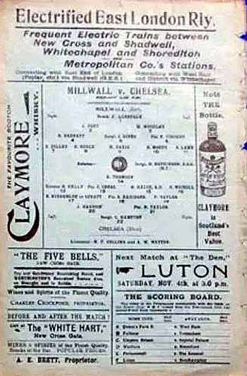 programme cover for Millwall Athletic v Chelsea, Saturday, 21st Oct 1916