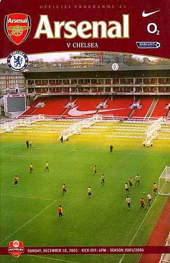 programme cover for Arsenal v Chelsea, 18th Dec 2005