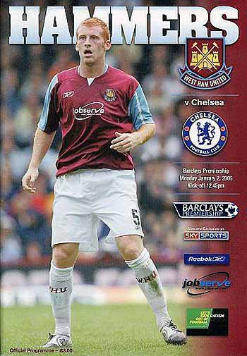 programme cover for West Ham United v Chelsea, 2nd Jan 2006