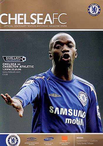 programme cover for Chelsea v Charlton Athletic, 22nd Jan 2006