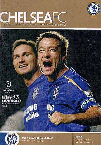 programme cover for Chelsea v Barcelona, 22nd Feb 2006