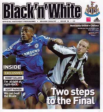 programme cover for Newcastle United v Chelsea, Wednesday, 20th Dec 2006