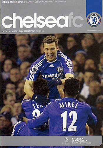 programme cover for Chelsea v Valencia, 4th Apr 2007