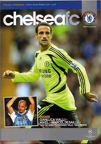 programme cover for Chelsea v Rosenborg, 18th Sep 2007
