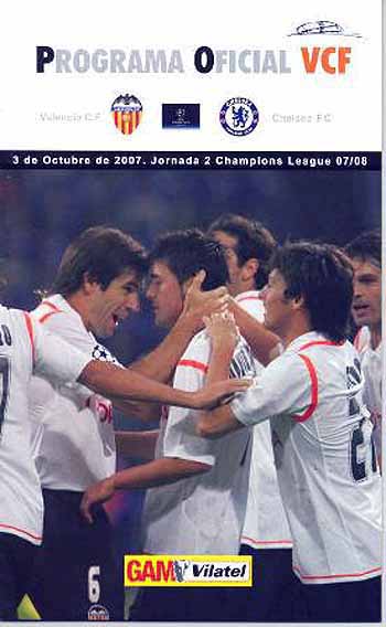 programme cover for Valencia v Chelsea, 3rd Oct 2007