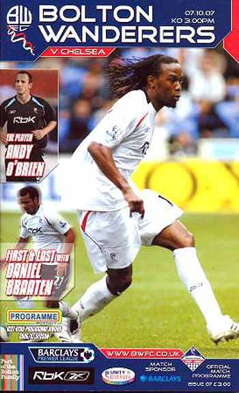 programme cover for Bolton Wanderers v Chelsea, 7th Oct 2007