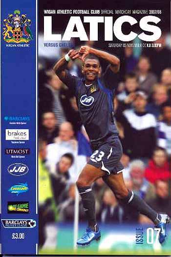 programme cover for Wigan Athletic v Chelsea, 3rd Nov 2007