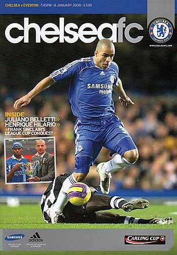 programme cover for Chelsea v Everton, Tuesday, 8th Jan 2008