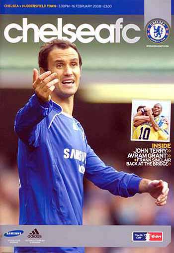 programme cover for Chelsea v Huddersfield Town, 16th Feb 2008