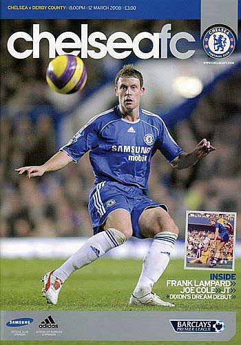 programme cover for Chelsea v Derby County, 12th Mar 2008