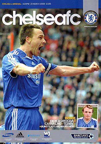 programme cover for Chelsea v Arsenal, 23rd Mar 2008
