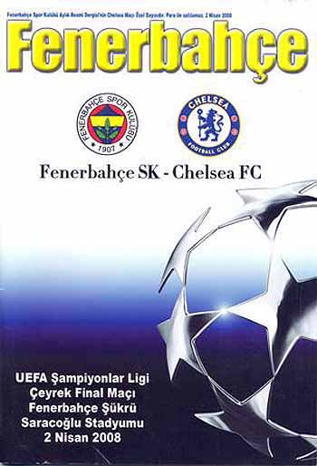 programme cover for Fenerbahce v Chelsea, Wednesday, 2nd Apr 2008