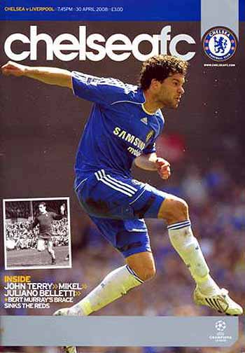 programme cover for Chelsea v Liverpool, 30th Apr 2008
