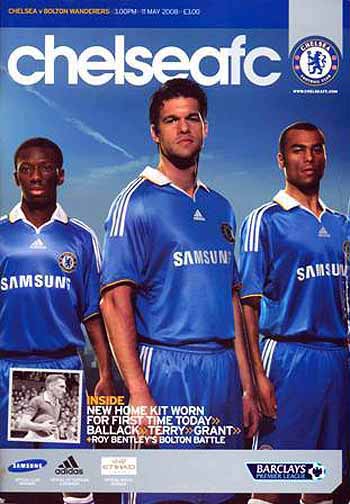 programme cover for Chelsea v Bolton Wanderers, 11th May 2008