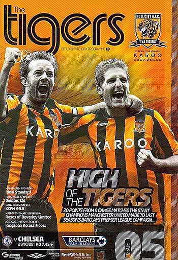programme cover for Hull City v Chelsea, Wednesday, 29th Oct 2008