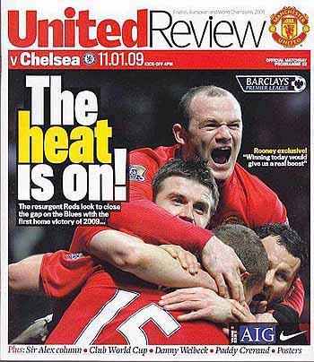 programme cover for Manchester United v Chelsea, Sunday, 11th Jan 2009