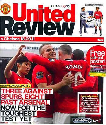 programme cover for Manchester United v Chelsea, Sunday, 18th Sep 2011