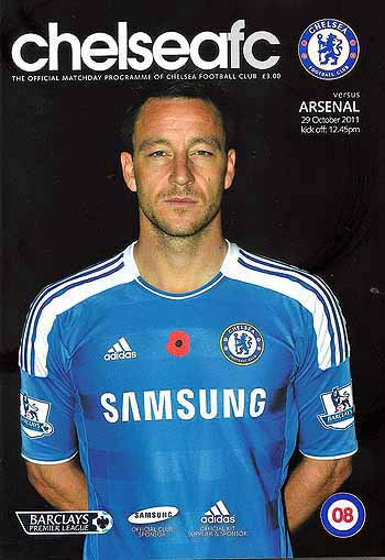 programme cover for Chelsea v Arsenal, 29th Oct 2011