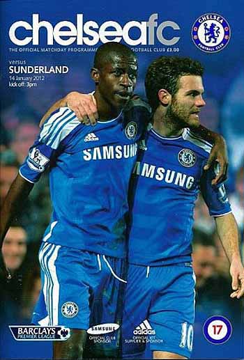 programme cover for Chelsea v Sunderland, 14th Jan 2012