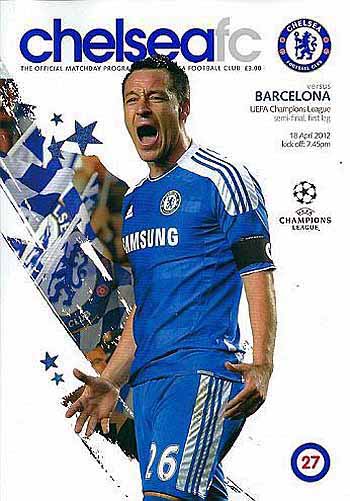 programme cover for Chelsea v Barcelona, 18th Apr 2012