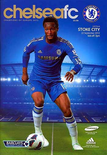 programme cover for Chelsea v Stoke City, 22nd Sep 2012
