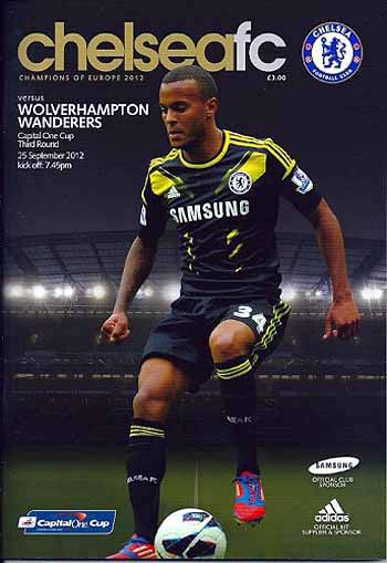 programme cover for Chelsea v Wolverhampton Wanderers, 25th Sep 2012